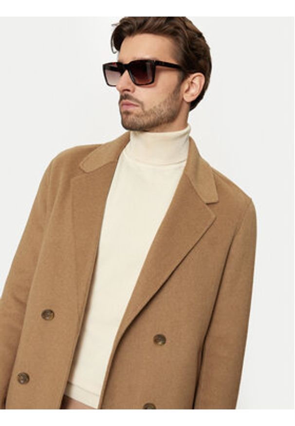 Guess Płaszcz wełniany M4BL47 WGJU2 Beżowy Regular Fit. Kolor: beżowy. Materiał: syntetyk