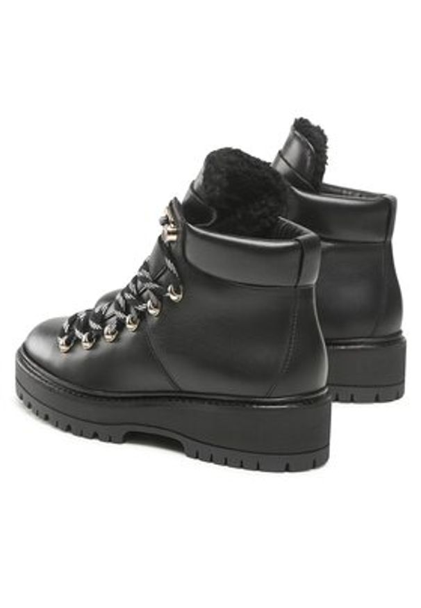 TOMMY HILFIGER - Tommy Hilfiger Botki Leather Outdoor Flat Boot FW0FW06725 Czarny. Kolor: czarny. Materiał: skóra