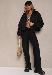 Renee - Czarna Kurtka w Stylu Streetwear z Kapturem Oversize Nativiona. Okazja: na co dzień. Typ kołnierza: kaptur. Kolor: czarny. Materiał: jeans. Styl: casual #5