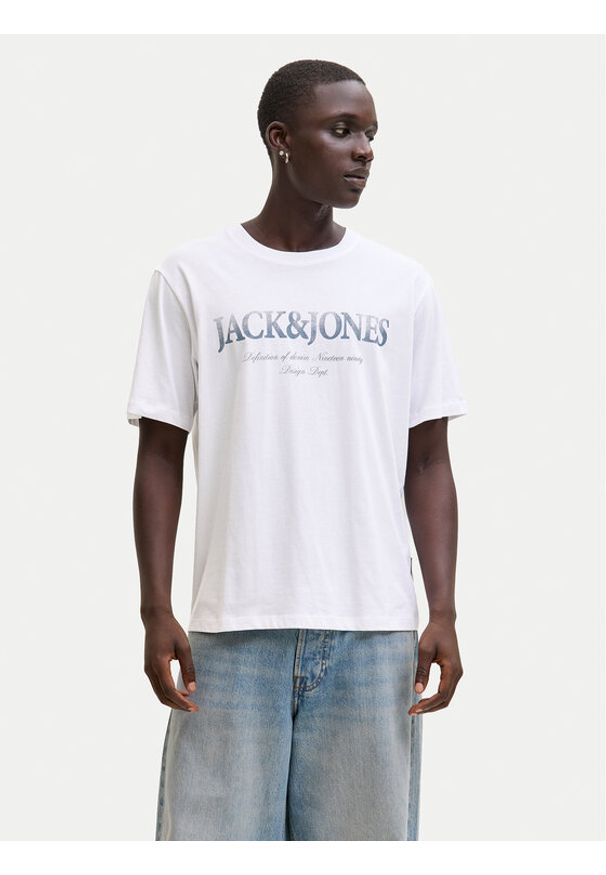 Jack & Jones T-Shirt Evin 12290173 Biały Regular Fit. Kolor: biały. Materiał: bawełna