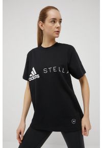 Adidas by Stella McCartney - adidas by Stella McCartney t-shirt HB7402 damski kolor czarny. Kolor: czarny. Materiał: bawełna, poliester #5