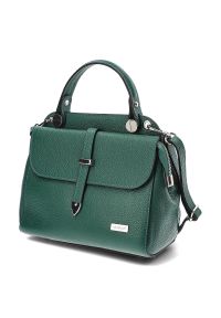 Zielona Torebka Damska Stylowy Kuferek Venezia. Kolor: zielony. Materiał: skórzane. Styl: elegancki. Rodzaj torebki: na ramię #3