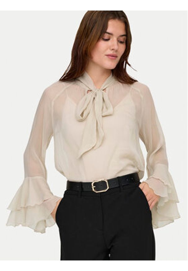 only - ONLY Bluzka Peninna 15367241 Beżowy Regular Fit. Kolor: beżowy. Materiał: syntetyk