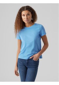 Vero Moda T-Shirt Paula 10243889 Niebieski Regular Fit. Kolor: niebieski. Materiał: bawełna