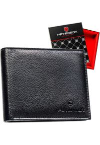 Klasyczny, czarny portfel męski ze skóry naturalnej - Peterson. Kolor: czarny. Materiał: skóra #1
