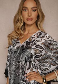 Renee - Czarne Ponczo Narzutka z Wiskozy i Jedwabiu w Stylu Boho Acera. Kolor: czarny. Materiał: jedwab, wiskoza. Sezon: lato. Styl: boho #5