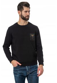 Emporio Armani - EMPORIO ARMANI Czarna męska bluza z logo. Kolor: wielokolorowy. Materiał: materiał. Wzór: nadruk #3