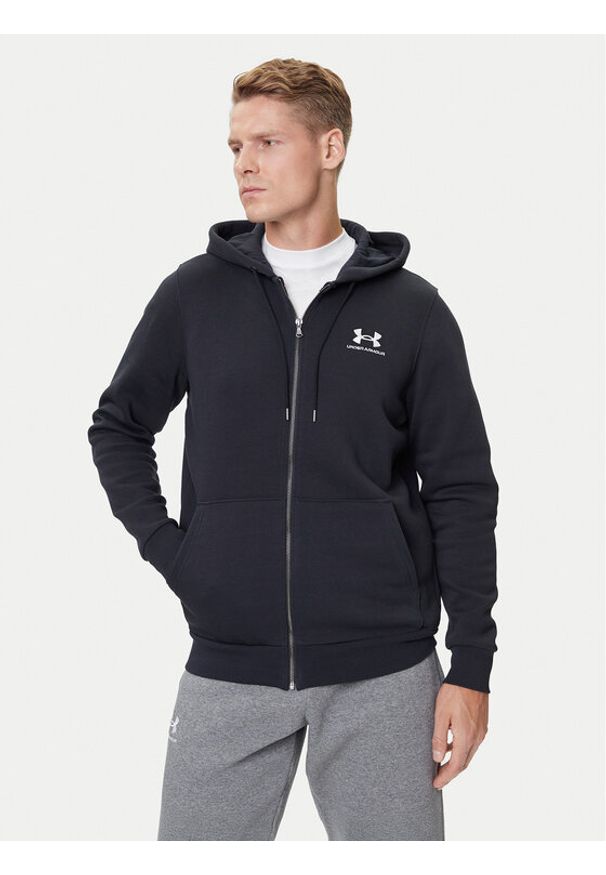 Under Armour Bluza UA Essential Fleece FZ Hood 1373881 Czarny Regular Fit. Kolor: czarny. Materiał: bawełna