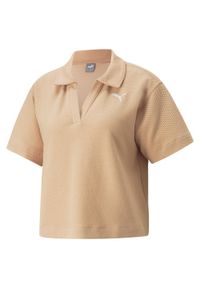Damska koszulka polo Puma HER. Typ kołnierza: polo. Kolor: beżowy #1