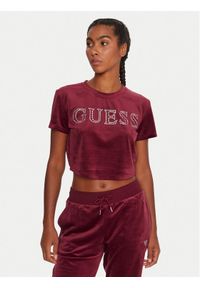 Guess T-Shirt V3BI01 K0232 Bordowy Regular Fit. Kolor: czerwony. Materiał: syntetyk