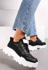 Renee - Czarne Sneakersy Sznurowane z Zaokrąglonym Noskiem na Grubej Podeszwie Alaiad. Kolor: czarny #3