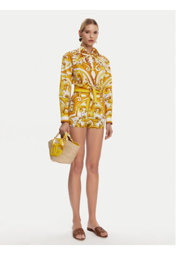 DOLCE & GABBANA - Dolce&Gabbana Koszula F5S65T FI5JK Żółty Regular Fit. Kolor: żółty. Materiał: bawełna