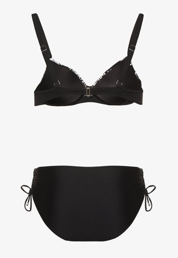Born2be - Czarne Bikini Biustonosz z Wiązaniem i Majtki Typu Figi Norettia. Kolekcja: plus size. Kolor: czarny. Materiał: jeans