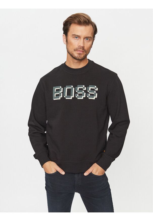 BOSS - Boss Bluza Weglitchlogo 50499486 Czarny Regular Fit. Kolor: czarny. Materiał: bawełna