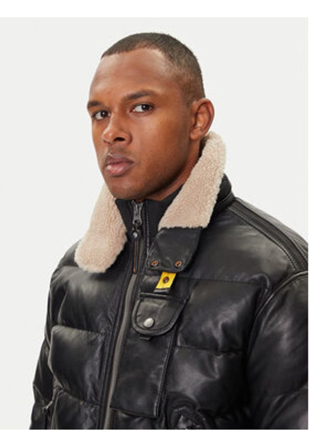 Parajumpers Kurtka skórzana Gian 25WMPMJKLE03 Czarny Regular Fit. Kolor: czarny. Materiał: skóra