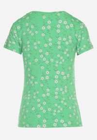 Born2be - Zielony T-shirt z Bawełny w Kwiaty Savilisse. Okazja: na co dzień. Kolor: zielony. Materiał: bawełna. Wzór: kwiaty. Styl: klasyczny, casual #7