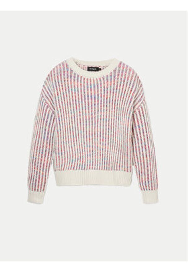 Desigual Sweter Whitehorse 24WWJF34 Écru Regular Fit. Materiał: syntetyk