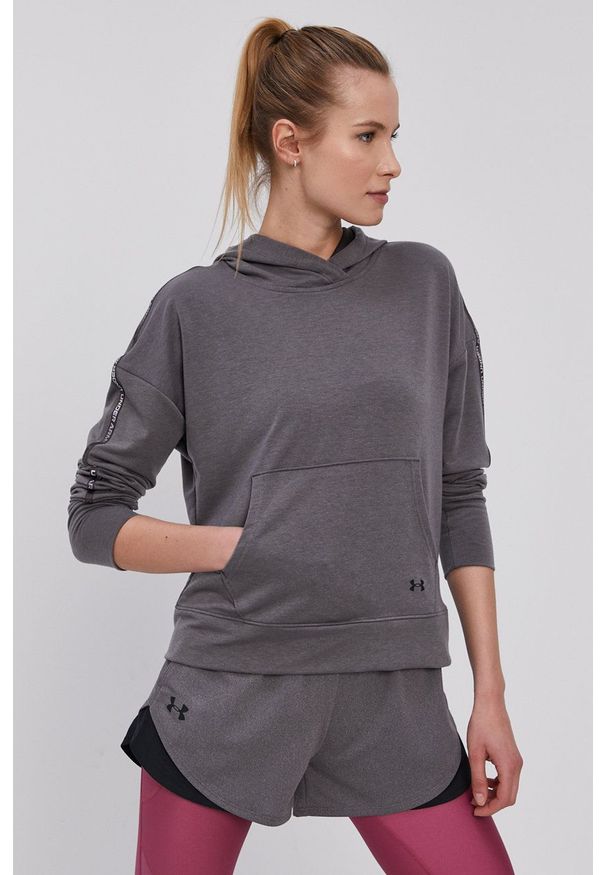 Under Armour - Bluza. Typ kołnierza: kaptur. Kolor: szary