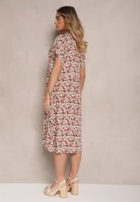 Renee - Brązowa Sukienka z Bawełny w Print Paisley o Koszulowym Kroju Celluria. Okazja: na spacer. Typ kołnierza: dekolt w kształcie V. Kolor: brązowy. Materiał: bawełna. Długość rękawa: krótki rękaw. Wzór: paisley, nadruk. Typ sukienki: koszulowe #5