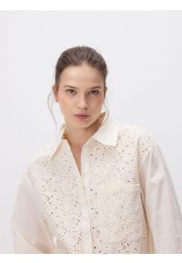 Reserved - Ażurowa koszula z bawełny - złamana biel. Materiał: bawełna. Wzór: ażurowy #1