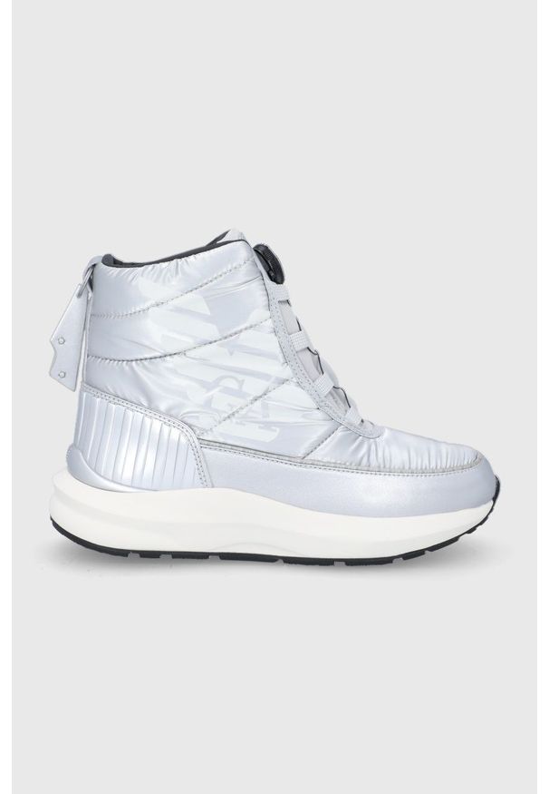 EA7 Emporio Armani Śniegowce kolor srebrny. Nosek buta: okrągły. Kolor: srebrny. Materiał: guma