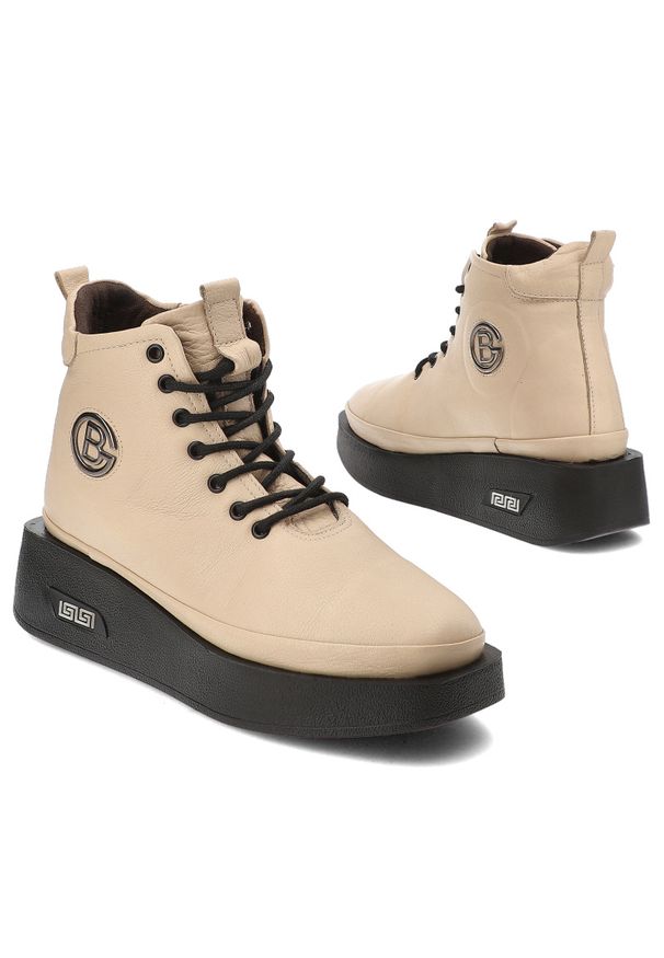 Beżowe Botki Artiker Modne Obuwie Damskie. Okazja: na co dzień. Kolor: beżowy. Materiał: skóra. Styl: klasyczny, casual, elegancki