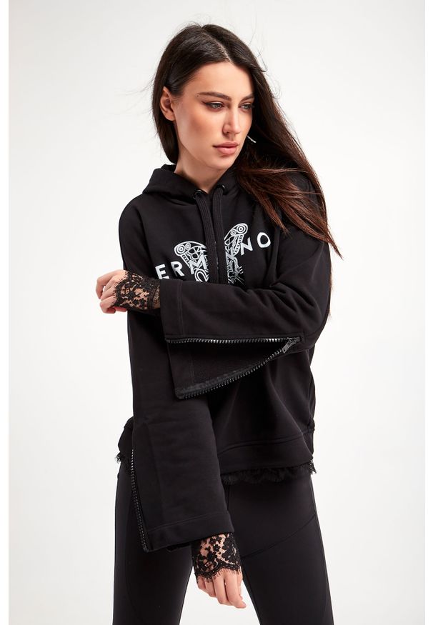 Ermanno Firenze - Bluza ERMANNO FIRENZE. Typ kołnierza: kaptur. Materiał: koronka. Długość: długie. Wzór: aplikacja, koronka