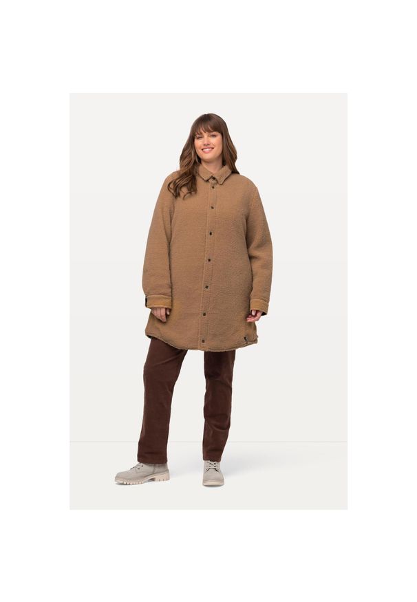 ULLA POPKEN - Damskie Kurtka dwustronna pikowanie/plusz kołnierzyk koszulowy zatrzaski. Typ kołnierza: kołnierzyk koszulowy. Kolekcja: plus size. Kolor: czarny. Materiał: poliamid, materiał. Sport: turystyka piesza