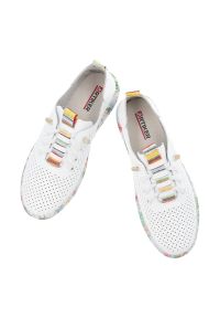 Półbuty damskie Artiker, skóra naturalna ażurowa cholewka klasyczne sznurowanie lekka elastyczna podeszwa miękka wkładka ozdobna kolorowa podeszwa, b. Okazja: na co dzień, na spacer. Zapięcie: sznurówki. Kolor: biały. Materiał: skóra. Szerokość cholewki: normalna. Wzór: kolorowy, ażurowy. Sport: turystyka piesza #3