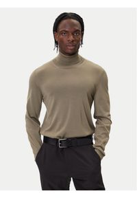 BOSS Golf Musso-P 50468262 Brązowy Slim Fit. Typ kołnierza: golf. Kolor: brązowy. Materiał: wełna