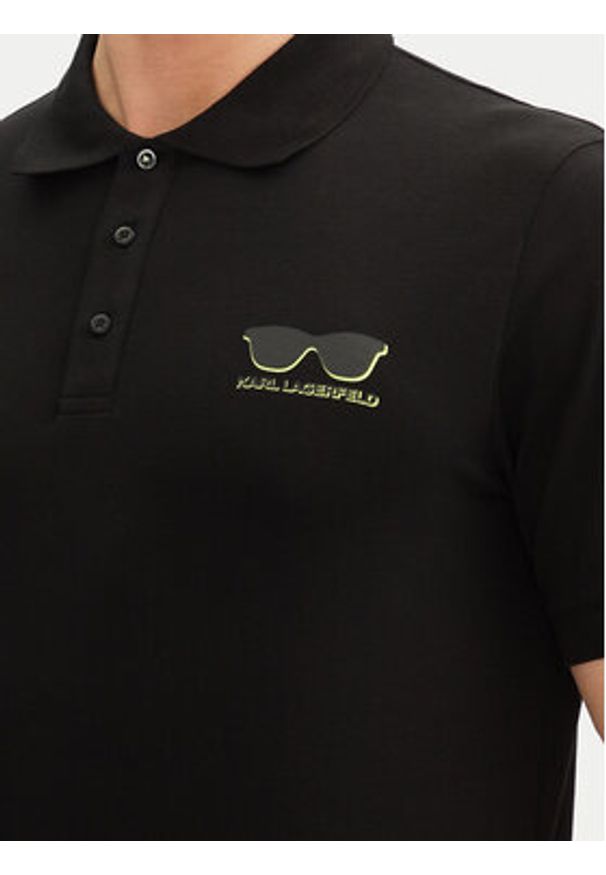 Karl Lagerfeld - KARL LAGERFELD Polo 745400 552235 Czarny Slim Fit. Typ kołnierza: polo. Kolor: czarny. Materiał: bawełna