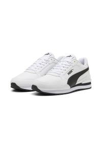 Puma - Skórzane sneakersy unisex ST Runner v4 PUMA White Black Cast Iron Gray. Kolor: czarny, szary, biały, wielokolorowy. Materiał: skóra. Sport: turystyka piesza