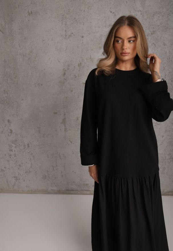 Renee - Czarna Pudełkowa Sukienka z Bawełny Chalisia. Kolor: czarny. Materiał: bawełna. Typ sukienki: proste. Styl: street