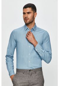 Tommy Hilfiger Tailored - Koszula bawełniana. Typ kołnierza: kołnierzyk klasyczny. Kolor: niebieski. Materiał: bawełna. Wzór: gładki. Styl: klasyczny #4