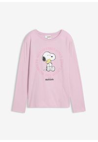 bonprix - Koszulka z długim rękawem z motywem Snoopy z czystej bawełny. Kolor: fioletowy. Materiał: bawełna. Długość rękawa: długi rękaw. Długość: długie #1