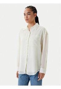 Calvin Klein Koszula LV044B902G Écru Regular Fit. Materiał: syntetyk