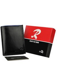 Portfel czarny Ronaldo N104-VT BLACK-BLUE. Kolor: czarny. Materiał: skóra