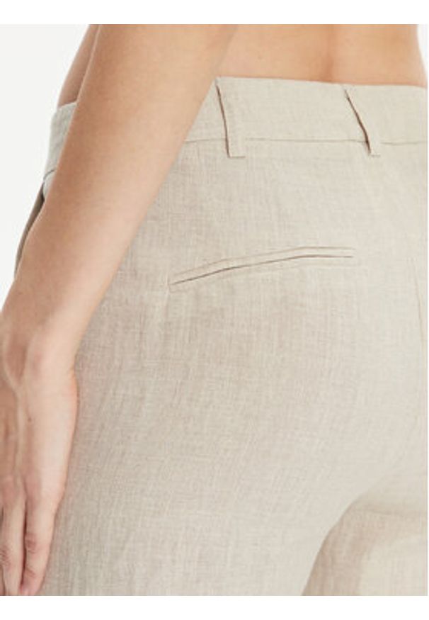 Marella Spodnie materiałowe Muschio 2413131272 Écru Regular Fit. Materiał: len