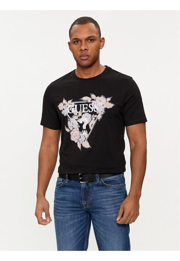 Guess T-Shirt M4GI11 I3Z14 Czarny Slim Fit. Kolor: czarny. Materiał: bawełna