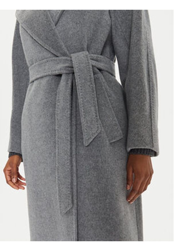 Weekend Max Mara Płaszcz wełniany Resina 2425016092 Szary Regular Fit. Kolor: szary. Materiał: wełna