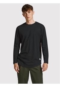 Jack & Jones - Jack&Jones Longsleeve Noa 12190128 Czarny Loose Fit. Kolor: czarny. Materiał: bawełna. Długość rękawa: długi rękaw