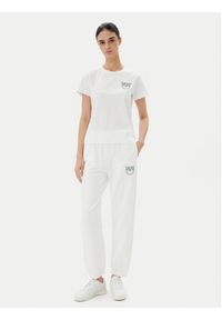 Pinko - PINKO Spodnie dresowe Plumcake 104790 A2G8 Biały Regular Fit. Kolor: biały. Materiał: bawełna #3