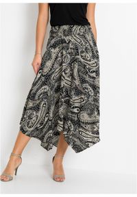 bonprix - Asymetryczna spódnica midi z czystej wiskozy. Kolor: czarny. Materiał: wiskoza. Długość: długie #1