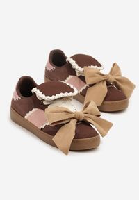 Born2be - Brązowe Sneakersy z Kokardą Takima. Kolor: brązowy. Materiał: jeans. Sezon: lato #3