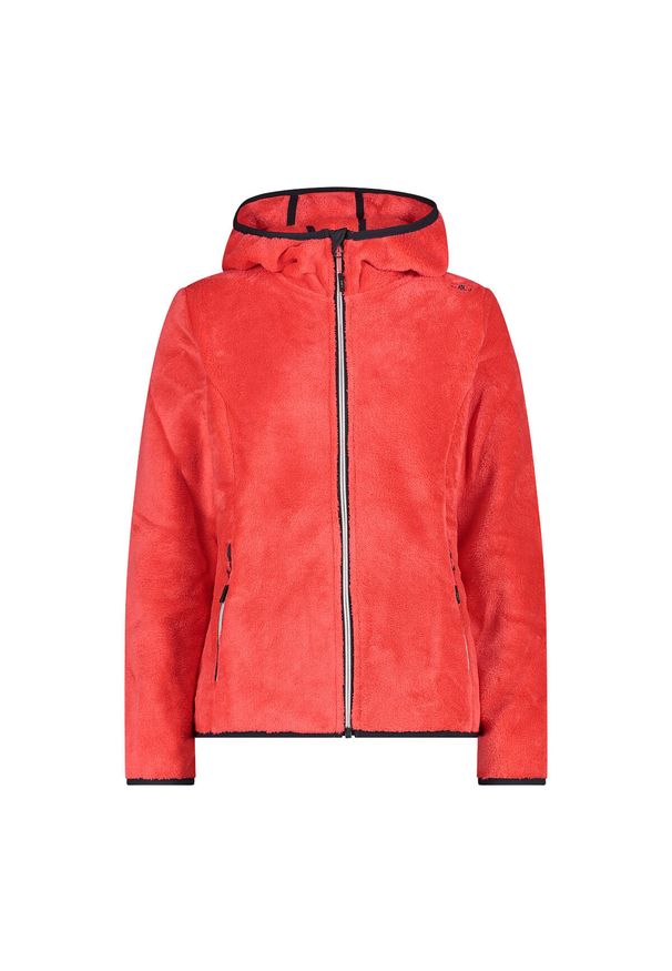 Polar z kapturem dla kobiet CMP. Typ kołnierza: kaptur. Kolor: pomarańczowy. Materiał: polar. Styl: sportowy. Sport: turystyka piesza