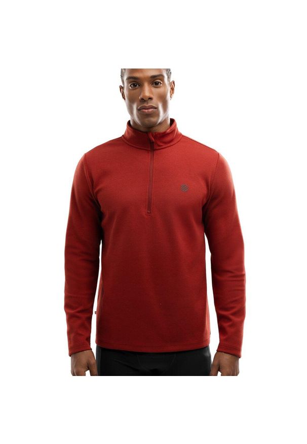 SIROKO - Męska bluza treningowa z suwakiem pod szyją Fitness Siroko Torch. Kolor: czerwony. Materiał: materiał. Długość: krótkie. Sport: fitness