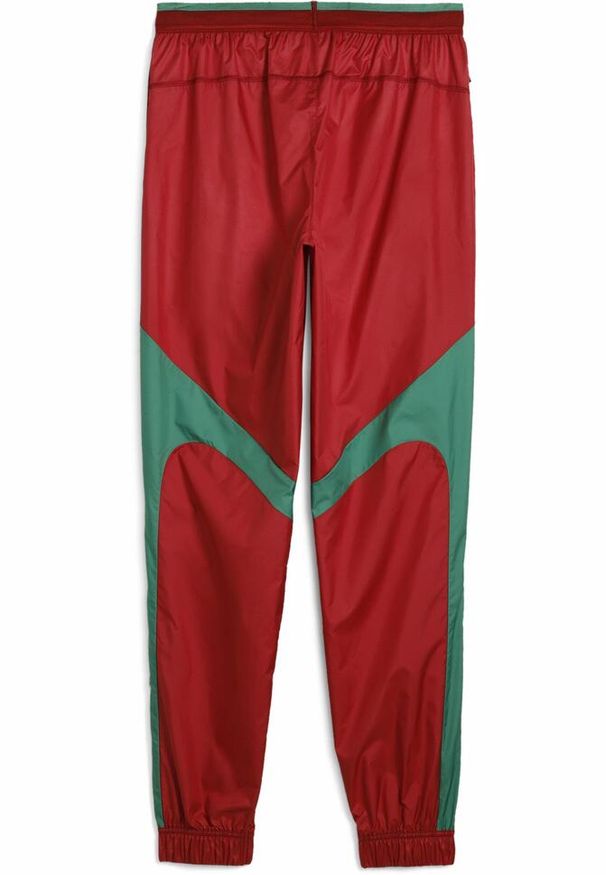 Puma - Męskie tkane spodnie przedmeczowe Maroko PUMA Intense Red Archive Green. Kolor: czerwony, wielokolorowy, zielony