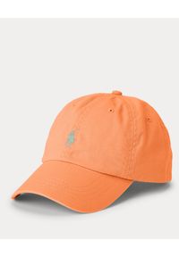 Ralph Lauren - RALPH LAUREN - Pomarańczowa czapka z daszkiem i logo. Kolor: pomarańczowy. Materiał: bawełna. Wzór: napisy