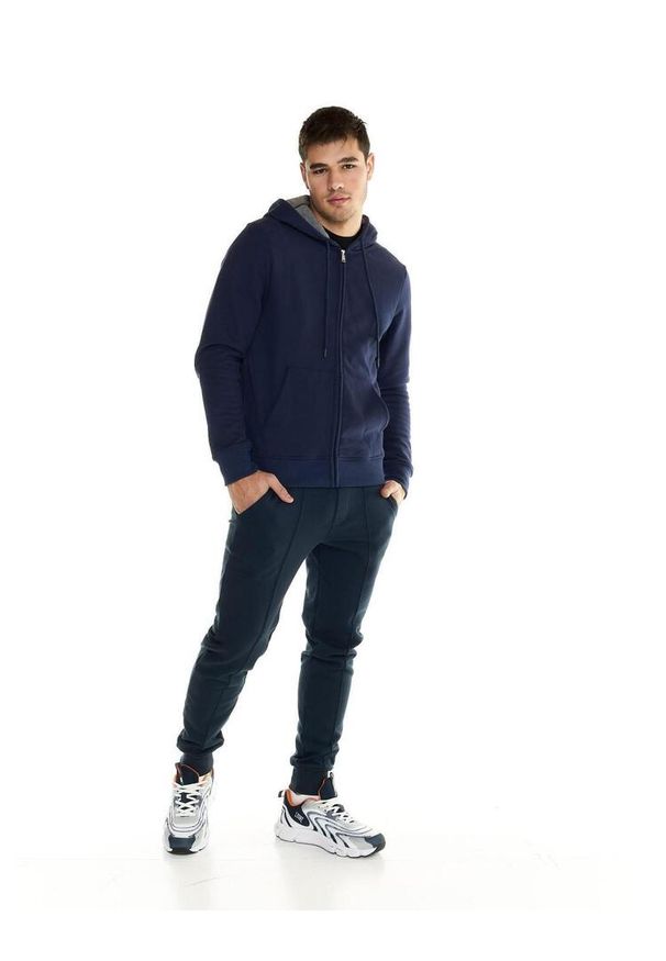 LEONE 1947 APPAREL - Męska bluza Leone z kapturem i zamkiem błyskawicznym Lifestyle. Typ kołnierza: kaptur. Kolor: niebieski. Materiał: tkanina. Sport: fitness