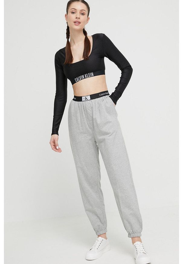 Calvin Klein Underwear spodnie bawełniane lounge kolor szary melanżowe. Kolor: szary. Materiał: bawełna. Wzór: melanż